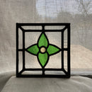 ステンドグラス　アンティーク（黄緑花・小）